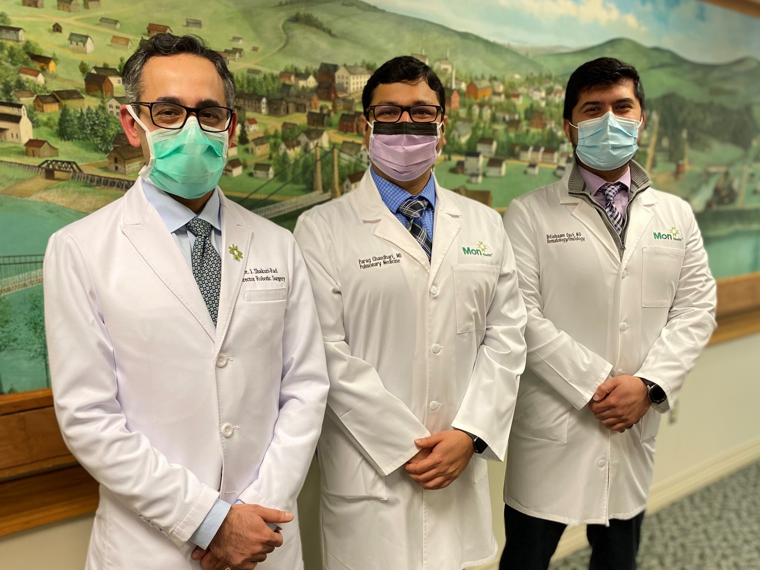 L-R: Dr. Jaschar Shakuri-Rad, Robotic Surgeon and Urologist, Dr. Parag Chaudhari, Hospitalist, and Dr. Ihtishaam Qazi, Hematologist and Oncologist.